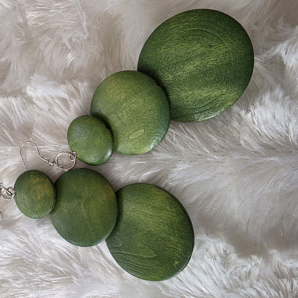 Chic Green Wooden Earrings